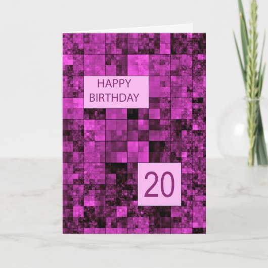 20th Birthday Birthday Pink Pattern  Card Karte (Vorderseite)
