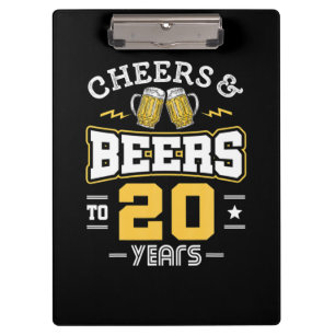 20Th Birthday Cheers And Beers Birthday Klemmbrett