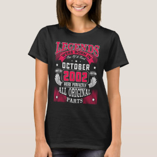 20th Birthday  Legends Born In October 2002 20 Yrs T-Shirt
