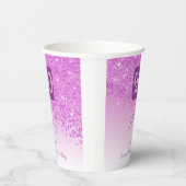 20th Birthday Party Gleaming Pink Glitter Pappbecher (Rechts)