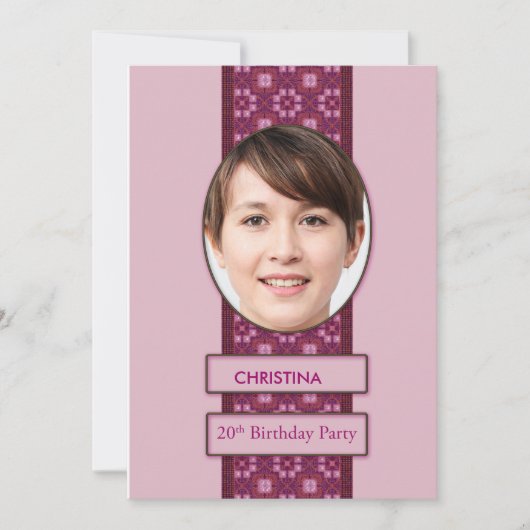 20th Birthday Party Invitation Picture and Name Einladung (Vorderseite)