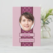 20th Birthday Party Invitation Picture and Name Einladung (Stehend Vorderseite)