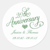 20th Emerald Wedding Anniversary Paper Plates Runder Aufkleber (Vorderseite)