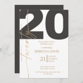 20th Twentieth Birthday Modern Twenty Party  Einladung (Vorne/Hinten)
