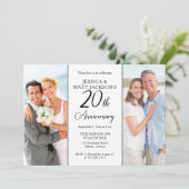 20th Wedding Anniversary Celebration Then and Now Einladung (Stehend Vorderseite)
