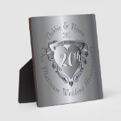 20th Wedding Anniversary Platinum Heart Emblem Fotoplatte (Vorderseite)