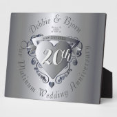 20th Wedding Anniversary Platinum Horizontal Fotoplatte (Seite)