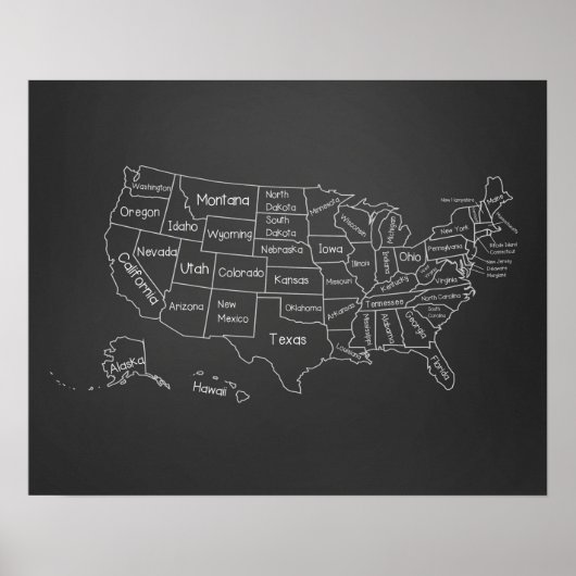 20x16 Chalkboard Klasse US Karte Poster (Vorne)