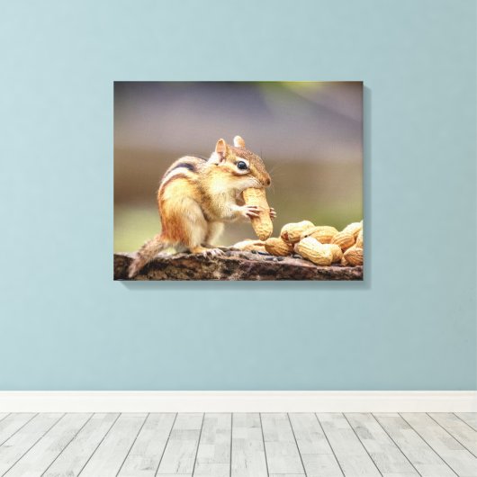 20x16 Chipmunk mit Erdnuss Leinwanddruck (Insitu (Holzboden))