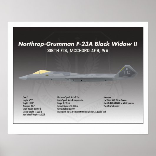 20x16 Northrop F-23A Black Widow II Poster (Vorne)