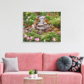 20x16 Wasserfall mit Frühlingsblumen Leinwanddruck (Insitu (Wohnzimmer))