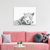 20x16 Zoll Moderner Schwarz-Weiß-Jaguar Leinwanddruck (Insitu (Wohnzimmer))