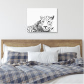 20x16 Zoll Moderner Schwarz-Weiß-Jaguar Leinwanddruck (Insitu (Schlafzimmer))