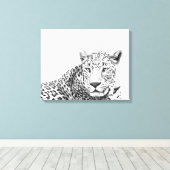 20x16 Zoll Moderner Schwarz-Weiß-Jaguar Leinwanddruck (Insitu (Holzboden))