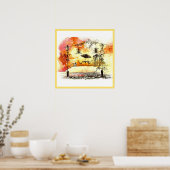 20x20 Abstrakte Stadtmauer Kunst Poster (Küche)