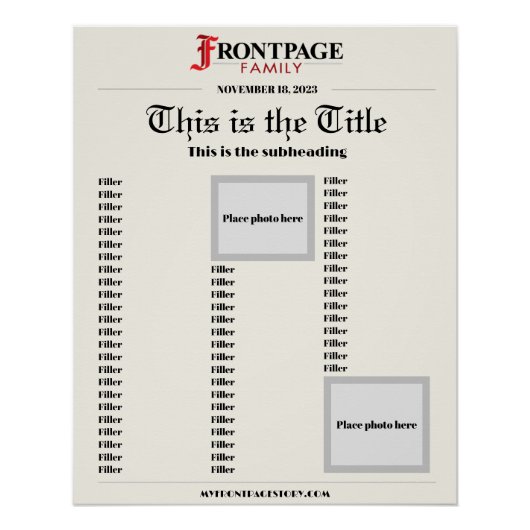 20x25 Custom Newspaper Article Poster (Vorderseite)