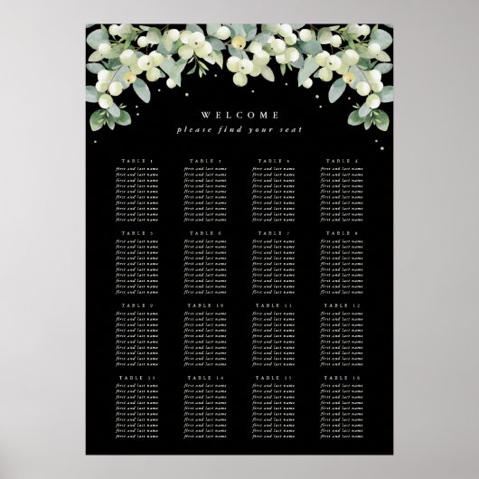 20x28" 16 Tische mit 10 Sitzen Chart Poster (Vorne)
