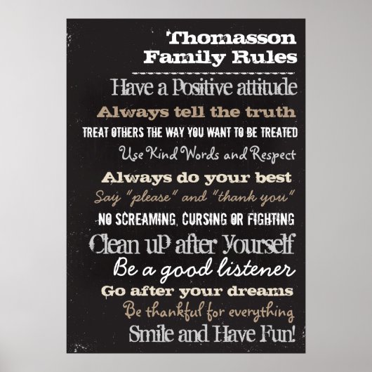 20x28 Chalk Personalisierte Familienregeln Hausunt Poster (Vorne)