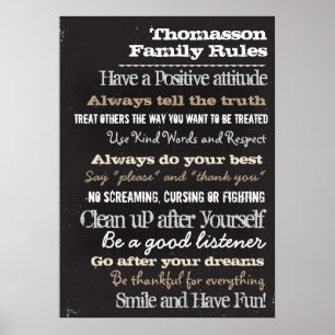 20x28 Chalk Personalisierte Familienregeln Hausunt Poster