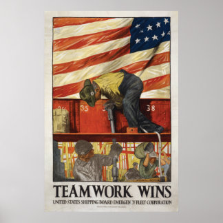 20x30 Teamwork gewinnt, WWI motivierend Poster