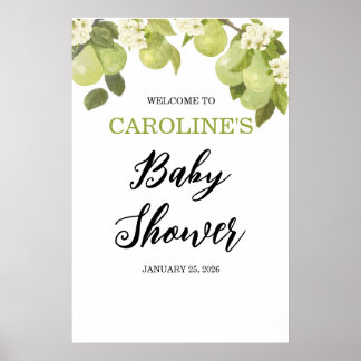 20x3" Sweet Little Pear Welcome Baby Shower Poster