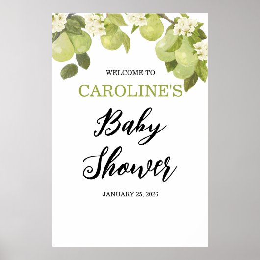 20x3" Sweet Little Pear Welcome Baby Shower Poster (Vorne)