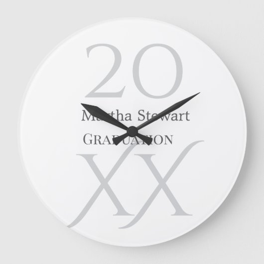 20XX bold le graduation name congrats school year  Große Wanduhr (Vorderseite)