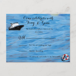 20XX Cruise Watercolor Thema Hochzeit RSVP Postkar Einladungspostkarte