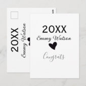 20XX Fettschrift Gratulation Abschluss Name Herz s Postkarte (Vorne/Hinten)