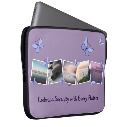 20XX Fünf Bilder Collage Flutter in blau Laptopschutzhülle (Vorne Rechts)