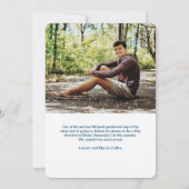 20XX Grad Custom Foto Simple Blue Corner Ankündigung (Rückseite)