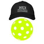 20XX Pickleball Turnier Black Baseball Hat Bestickte Baseballkappe<br><div class="desc">Das ist ein toller Hut für Pickleball-Enthusiasten. Fügen Sie das Jahr des Turniers hinzu. Sie können Schriftart/Text/Farben ändern. Outdoor/Indoor Pickleball Fun Baseballhut.</div>