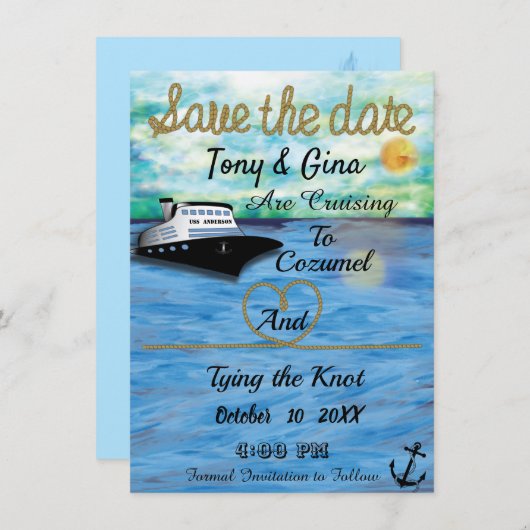 20XX Schiffswatercolor Save the Date (Vorne/Hinten)