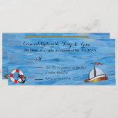 20XX Segelboot Wasserfarbe Hochzeitskarten Einladung (Vorne/Hinten)