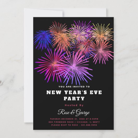 20XX Silvester Party Fireworks Gold Glitzer Einladung (Vorderseite)