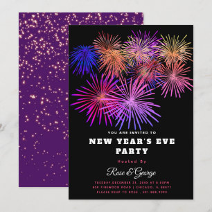 20XX Silvester Party Fireworks Gold Glitzer Einladung
