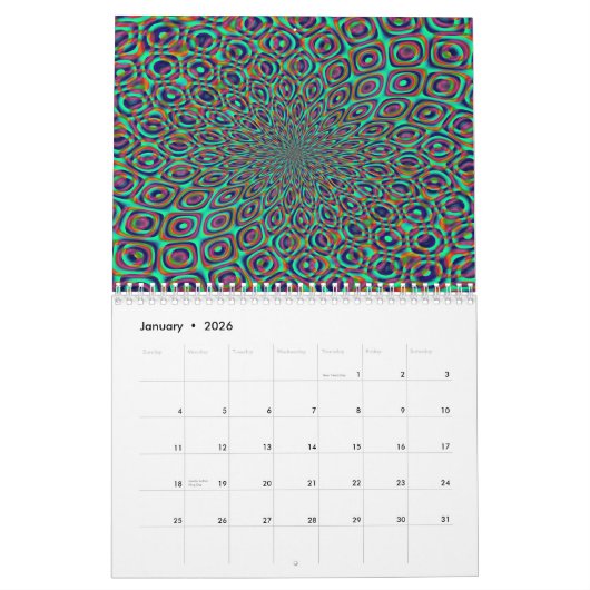 20xx Trippy Abstrakte Geometrische Kunst Kalender (Jan 2026)