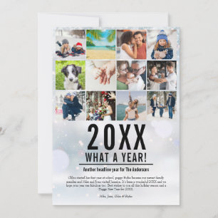 20XX Was für ein Jahr Familie Foto Collage Schnee Feiertagskarte