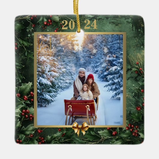 "20XX Weihnachts-Foto-Erinnerungen: Foliage und Go Keramikornament (Vorderseite)