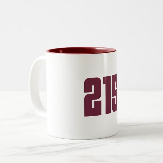 215 Philly Area Code Zweifarbige Tasse (Vorderseite Links)