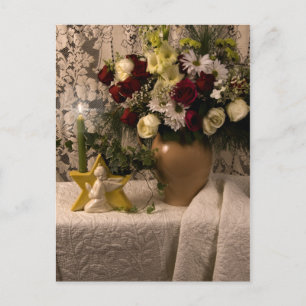 2162 Engel-Vase Stillleben mit Blumen Postkarte