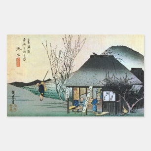 21. 丸 子 宿, 広 Maruko-juku, Hiroshige, Ukiyo-e Rechteckiger Aufkleber