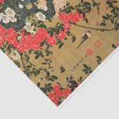 21. 薔 薇 小 図, 若 冲 Rose & Small Bird, Jakuchū Seidenpapier (Ausschnitt)