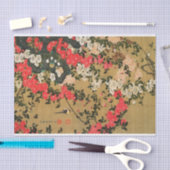 21. 薔 薇 小 図, 若 冲 Rose & Small Bird, Jakuchū Seidenpapier (Handwerk)