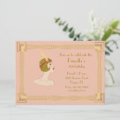 21.02.21.,Gatsby-Stil,rosa Pfirsich & Gold Einladung (Stehend Vorderseite)