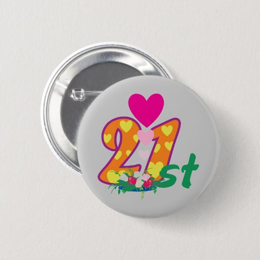 21., 21. heute personalisierter Geburtstag Button (Vorne & Hinten)