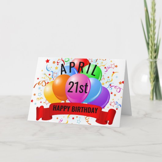 21. April Geburtstag Karte (Vorderseite)