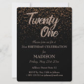 21. Birthday Gold Glitzer Einladung (Vorderseite)