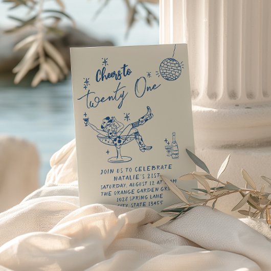 21. Blauer Handgezeichneter Cowgirl Küstengenuss G Einladung