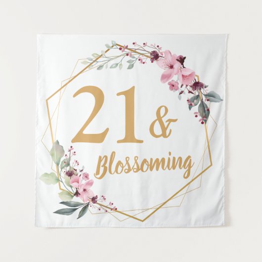 21 & Blossoming Cherry Blossom 21st Birthday Sign Wandteppich (Vorderseite)